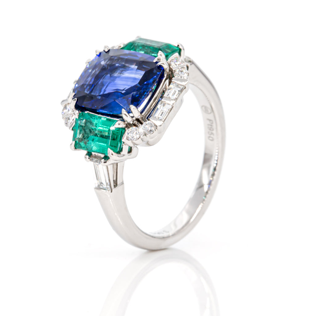 Angled shot of interchangeable ring highlighting craftsmanship set in platinum