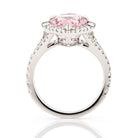 Profile angle showing morganite gemstone and diamond accents