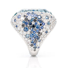 Side view of 29.20ct aquamarine and diamond ring in platinum PT950
