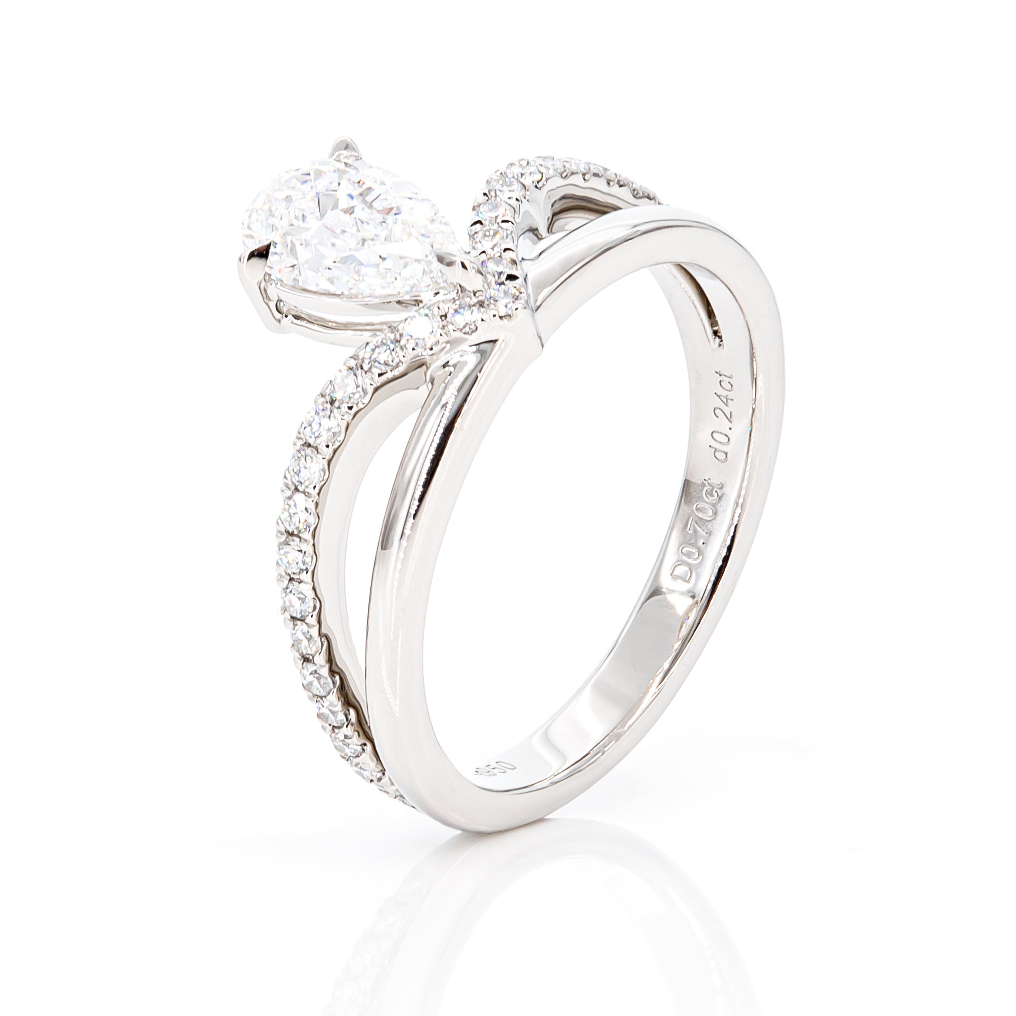 0.70ct D color VS1 Pear Brilliant GIA Diamond Ring in PT950 – Gabe
