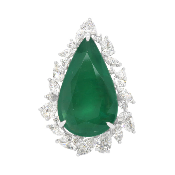 11.77ct GRS Zambia Emerald Diamond Ring PT950
