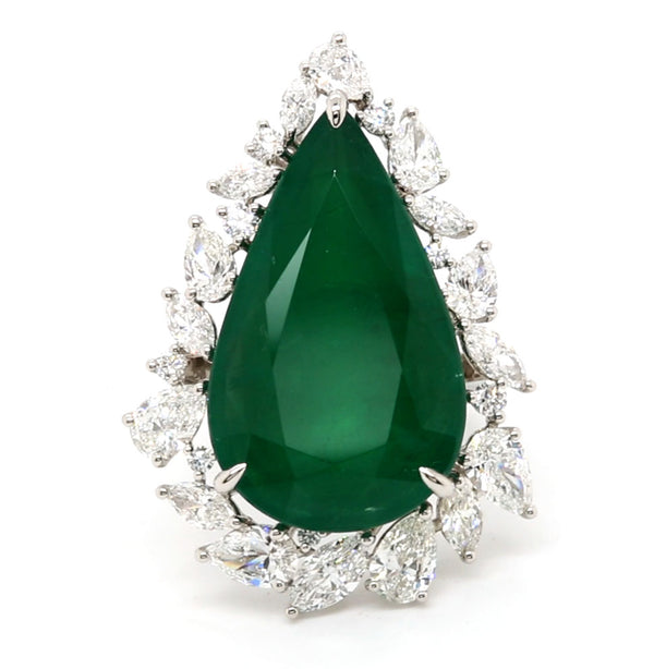 11.77ct GRS Zambia Emerald Diamond Ring PT950