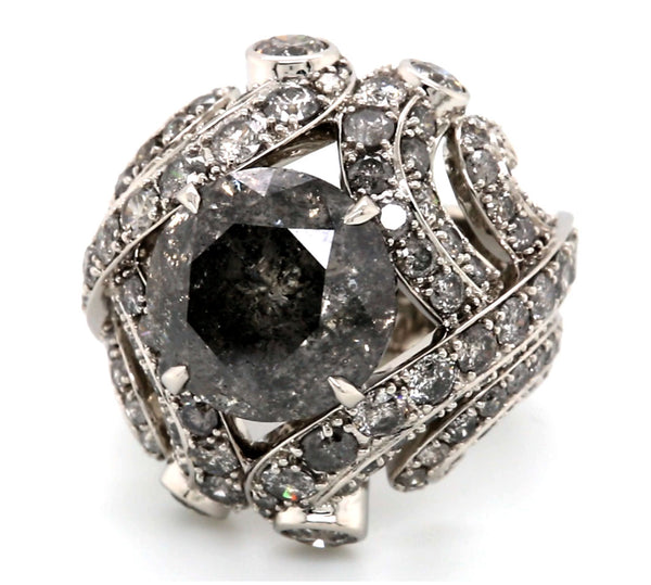 10.00ct Salt & Pepper Galaxy Diamond Ring PT950 - SOLD