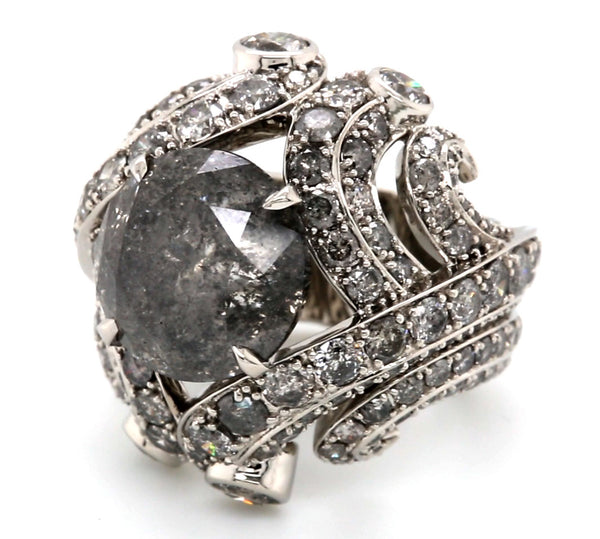 10.00ct Salt & Pepper Galaxy Diamond Ring PT950 - SOLD
