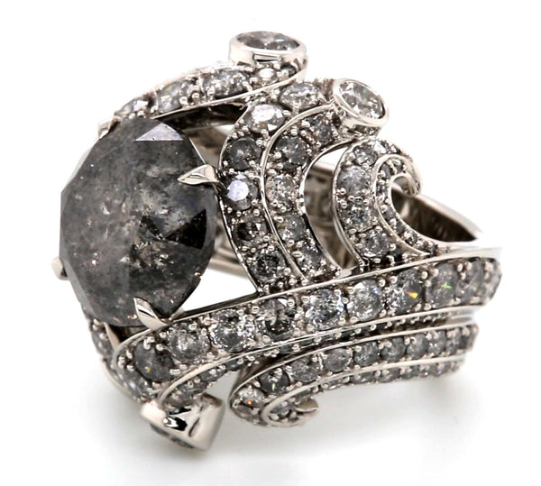 10.00ct Salt & Pepper Galaxy Diamond Ring PT950 - SOLD