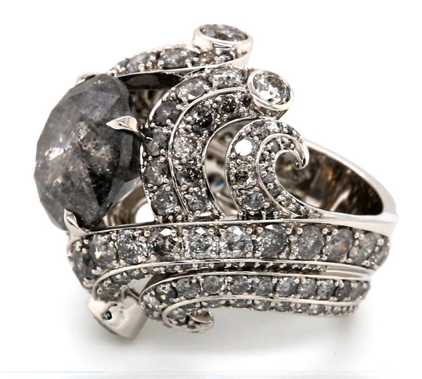 10.00ct Salt & Pepper Galaxy Diamond Ring PT950 - SOLD