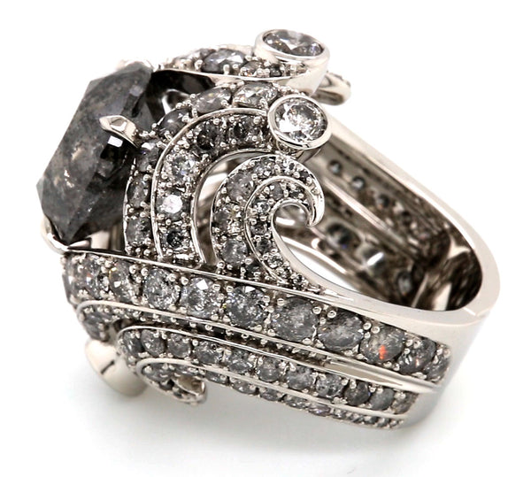 10.00ct Salt & Pepper Galaxy Diamond Ring PT950 - SOLD