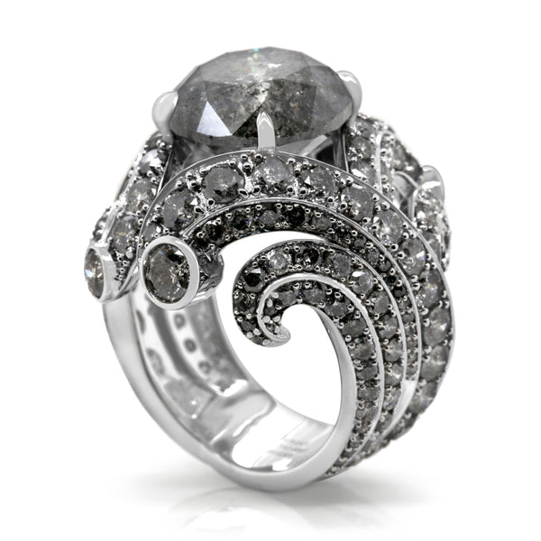 10.00ct Salt & Pepper Galaxy Diamond Ring PT950 - SOLD