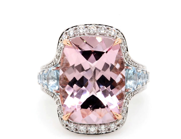 9.34ct Morganite and Aquamarine Diamond Ring - ( SOLD )