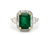 3.73ct Emerald Diamond Ring 18K White & Yellow Gold