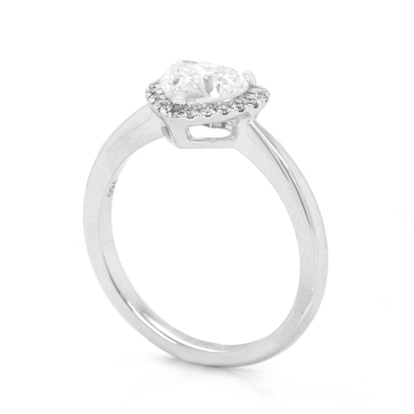 1.00ct Heart Shape Diamond Halo Ring in 18K Gold