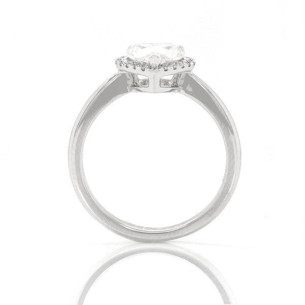 1.00ct Heart Shape Diamond Halo Ring in 18K Gold