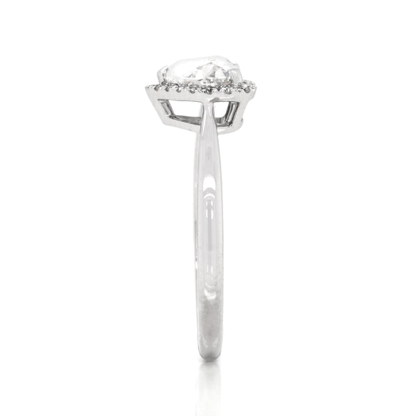 1.00ct Heart Shape Diamond Halo Ring in 18K Gold