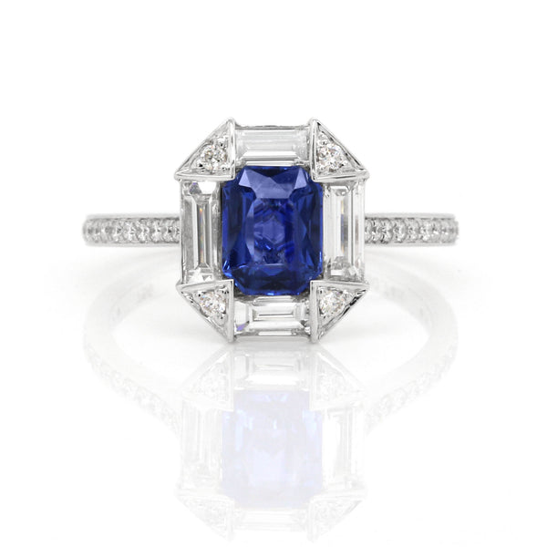 Blue Sapphire Diamond Ring in 18K Gold - SOLD