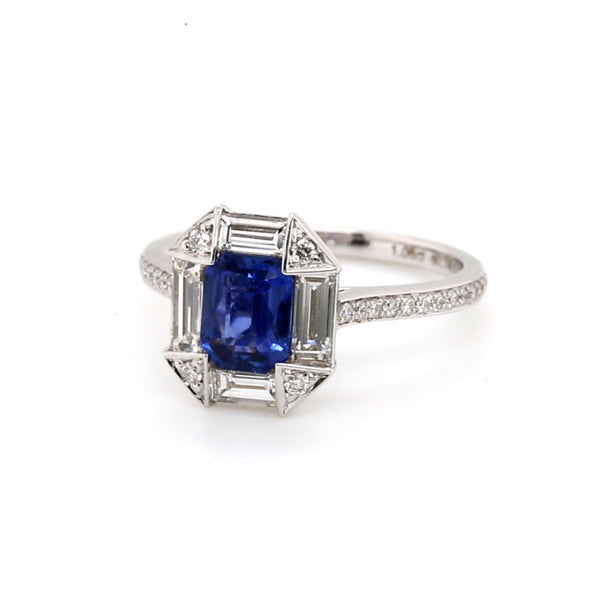 Blue Sapphire Diamond Ring in 18K Gold - SOLD