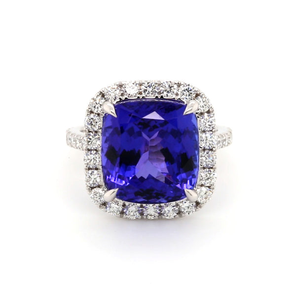 10.01ct Tanzanite Diamond Ring in 18K Gold - SOLD