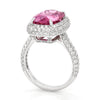 5.61ct Pink Cushion Tourmaline Diamond Ring in 18K White Gold