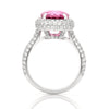 5.61ct Pink Cushion Tourmaline Diamond Ring in 18K White Gold