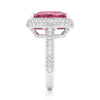 5.61ct Pink Cushion Tourmaline Diamond Ring in 18K White Gold