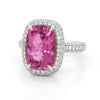 5.61ct Pink Cushion Tourmaline Diamond Ring in 18K White Gold