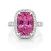 5.61ct Pink Cushion Tourmaline Diamond Ring in 18K White Gold