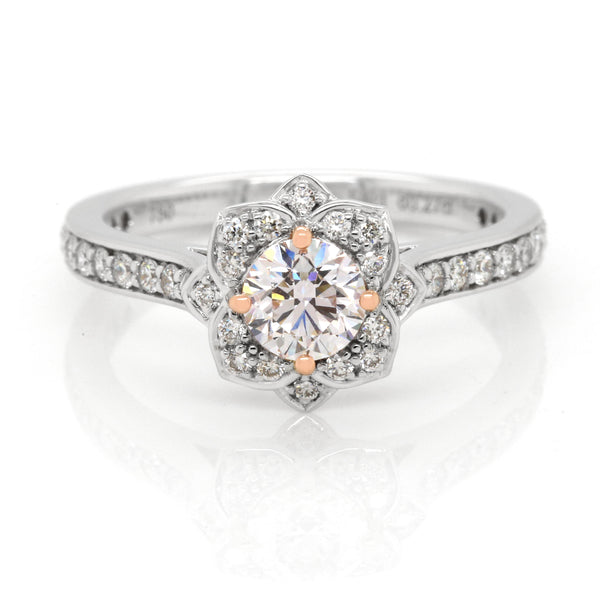 GIA Pink Diamond Floral Halo Ring 0.50ct - SOLD